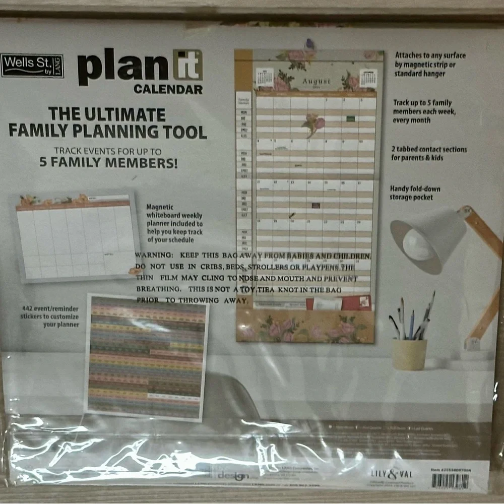 2025 Family Calendar Just Breathe Plan It – New! Magnetic Whiteboard + Stickers